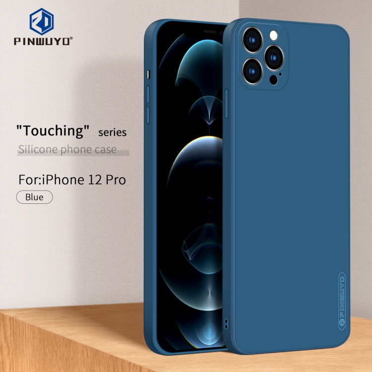 For iPhone 12 Pro PINWUYO Touching Series Liquid Silicone TPU Shockproof Case(Blue) - iPhone 12 / 12 Pro Cases by PINWUYO | Online Shopping UK | buy2fix