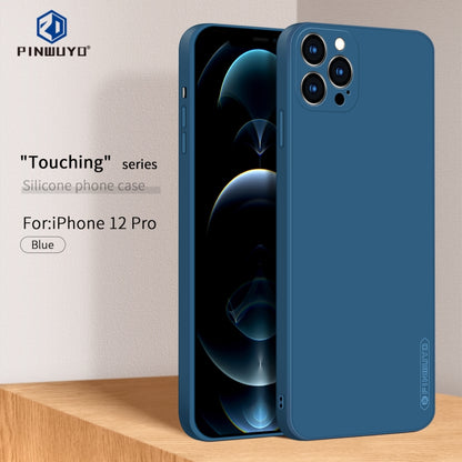 For iPhone 12 Pro PINWUYO Touching Series Liquid Silicone TPU Shockproof Case(Blue) - iPhone 12 / 12 Pro Cases by PINWUYO | Online Shopping UK | buy2fix