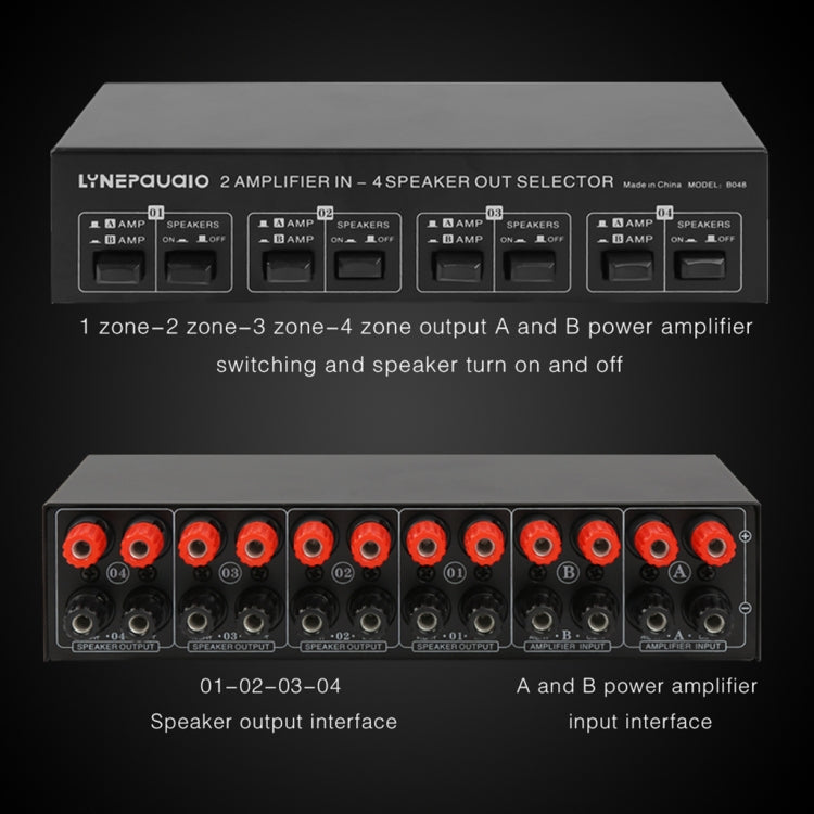 2-in 4-out Power Amplifier Speaker Switcher Splitter Comparator 300W Per Channel Without Loss Of Sound Quality -  by buy2fix | Online Shopping UK | buy2fix