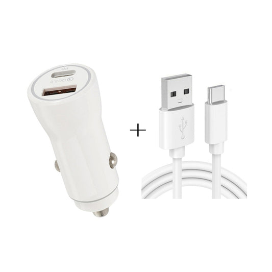 P21 Portable PD 20W + QC3.0 18W Dual Ports Fast Car Charger with USB to Type-C Cable Kit(White) - Car Charger by buy2fix | Online Shopping UK | buy2fix