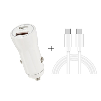 P21 PD 20W USB-C / Type-C + QC3.0 18W USB Fast Car Charger with USB-C / Type-C to USB-C / Type-C Data Cable Set(White) - Car Charger by buy2fix | Online Shopping UK | buy2fix