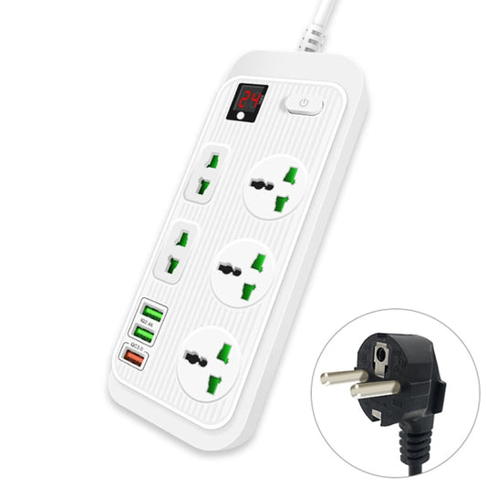 T17 3000W High-power 24-hour Smart Timing Socket QC3.0 USB Fast Charging Power Strip Socket, Cable Length: 2m, EU Plug(White) - Extension Socket by buy2fix | Online Shopping UK | buy2fix