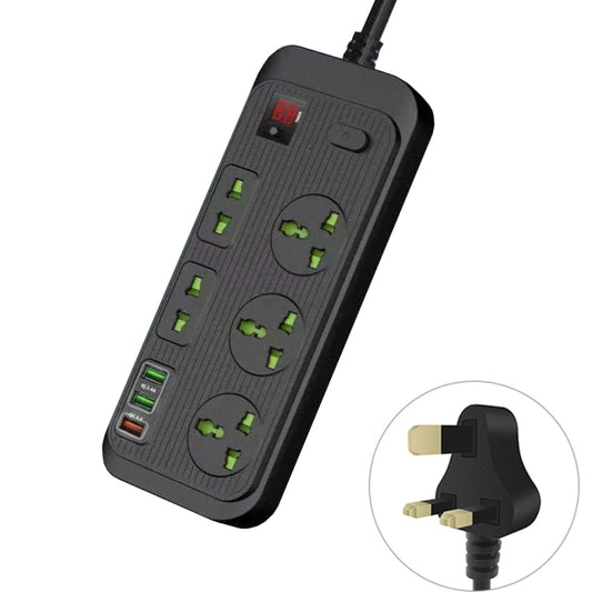 T17 3000W High-power 24-hour Amart Timing Socket QC3.0 USB Fast Charging Power Strip Cable Length 2m, UK Plug(Black) - Extension Socket by buy2fix | Online Shopping UK | buy2fix