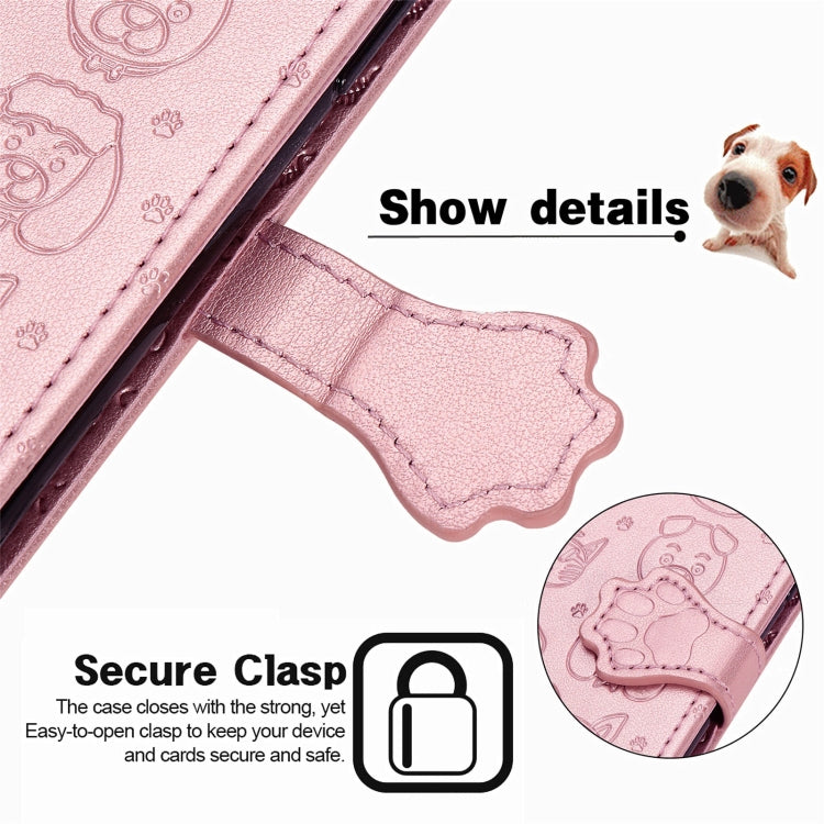 For Samsung Galaxy M02/A02 Cute Cat and Dog Embossed Horizontal Flip Leather Case with Holder & Card Slots & Wallet & Crossbody Lanyard & Card Cover(Rose Gold) by buy2fix