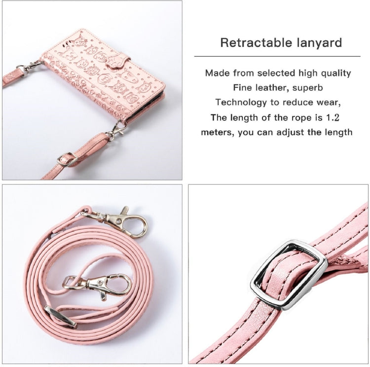 For Samsung Galaxy M02/A02 Cute Cat and Dog Embossed Horizontal Flip Leather Case with Holder & Card Slots & Wallet & Crossbody Lanyard & Card Cover(Rose Gold) by buy2fix