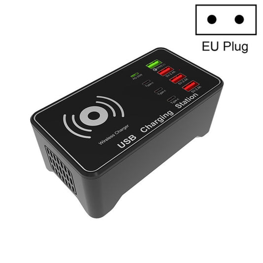 A7 High-power 100W 4 x PD 20W + QC3.0 USB Charger +15W Qi Wireless Charger Multi-port Smart Charger Station, Plug Size:EU Plug - Plug Adaptor by buy2fix | Online Shopping UK | buy2fix