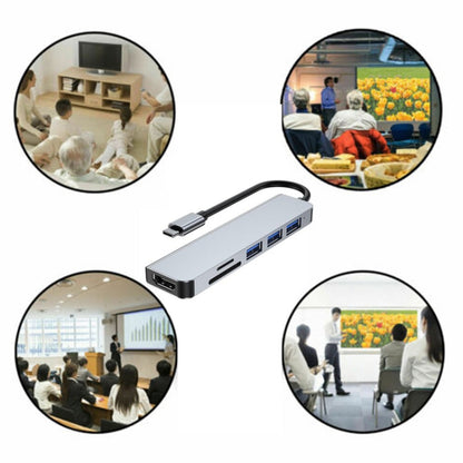 6 in 1 Type C to 3 x USB Ports + SD/TF + HDMI Docking Station by buy2fix