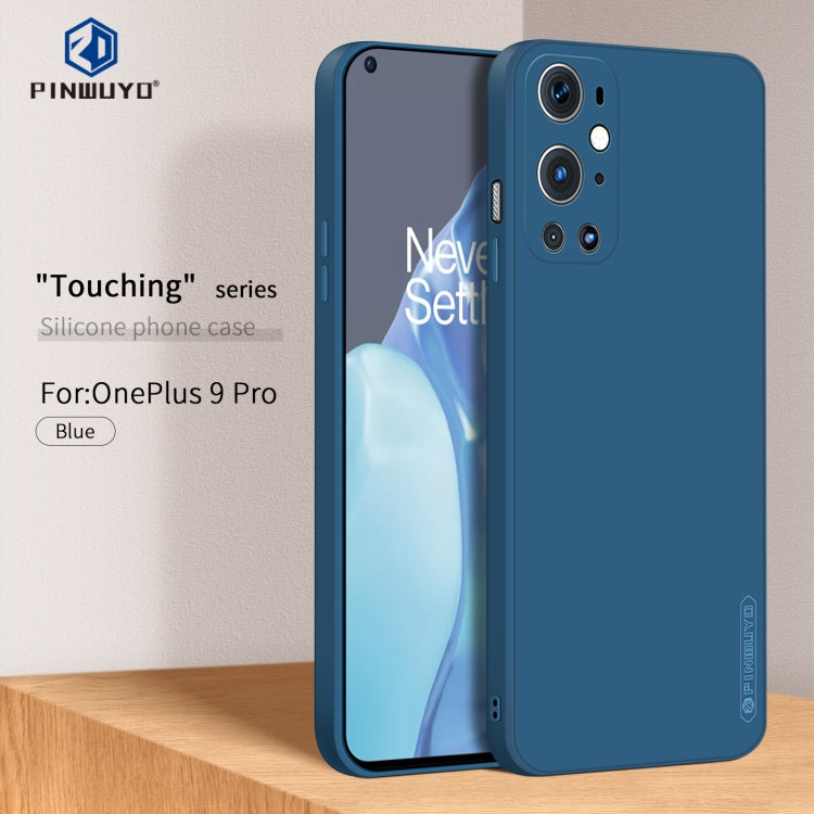 For OnePlus 9 Pro PINWUYO Touching Series Liquid Silicone TPU Shockproof Case(Blue) - OnePlus Cases by PINWUYO | Online Shopping UK | buy2fix