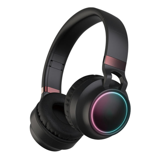 BD01 Casque Bluetooth 5.0 à LED colorées Casque stéréo HiFi sans fil pliable avec micro, prise en charge de la carte TF / AUX 3,5 mm (noir)