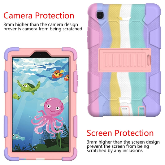 For Samsung Galaxy Tab A7 Lite T220 / T225 Two-Color Robot Shockproof Silicone + PC Protective Case with Holder(Rainbow+Rose Gold) - Tab A7 Lite T220 / T225 by buy2fix | Online Shopping UK | buy2fix