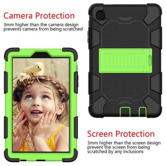 For Samsung Galaxy Tab A7 Lite T220 / T225 Two-Color Robot Shockproof Silicone + PC Protective Case with Holder(Black+Green) - Tab A7 Lite T220 / T225 by buy2fix | Online Shopping UK | buy2fix