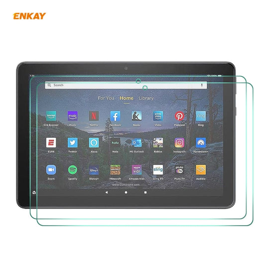 2 pièces pour Amazon Fire HD 10 / HD 10 Plus 2021 ENKAY Hat-Prince 0.33mm 9H dureté de surface 2.5D Film protecteur en verre trempé antidéflagrant