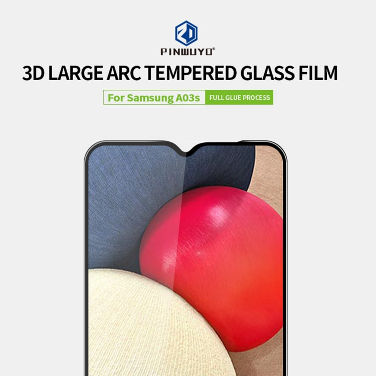 For Samsung Galaxy A03s 164mm PINWUYO 9H 3D Curved Full Screen Explosion-proof Tempered Glass Film(Black) - Galaxy Tempered Glass by PINWUYO | Online Shopping UK | buy2fix