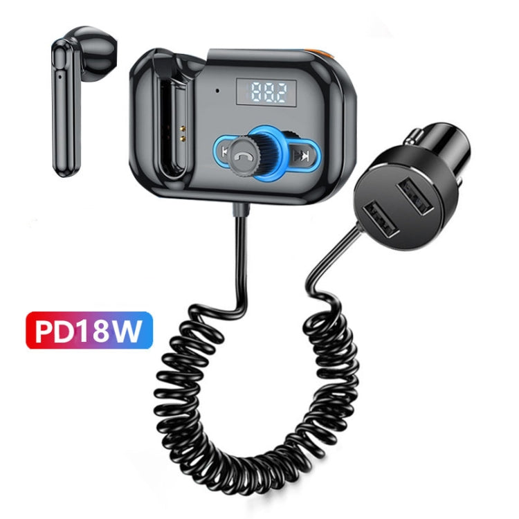 T2 FM Transmitter Hands-free Headphone Kit Headphone MP3 Player Private Call USB PD Quick Charge Audio Receiver - Bluetooth Car Kits by buy2fix | Online Shopping UK | buy2fix