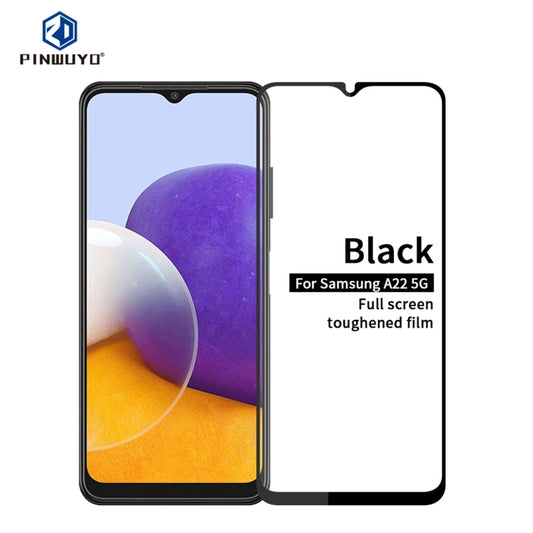 For Samsung Galaxy A22 5G PINWUYO 9H 2.5D Full Screen Tempered Glass Film(Black) - Galaxy Tempered Glass by PINWUYO | Online Shopping UK | buy2fix