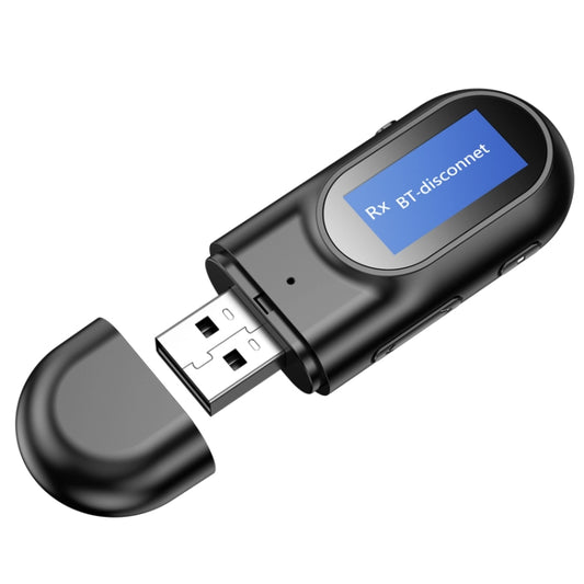 T17 USB Bluetooth 5.0 Receiver Transmitter 2 in 1 Audio Adapter with LCD Display for PC TV Car 3.5mm AUX - Audio Receiver Transmitter by buy2fix | Online Shopping UK | buy2fix