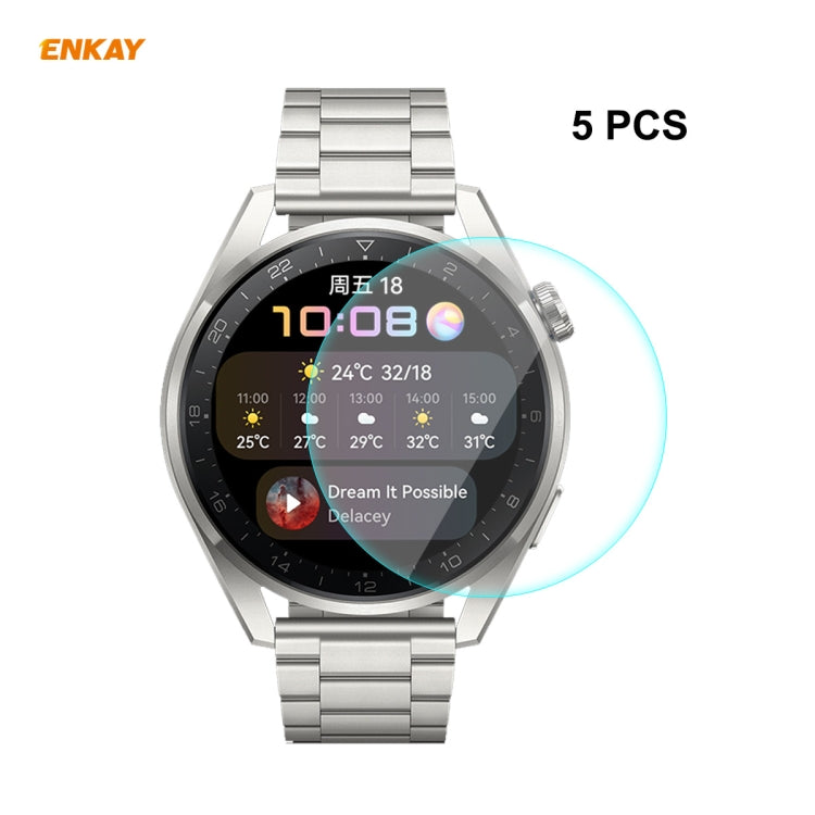 5 PCS For Huawei WATCH 3 Pro 48mm ENKAY Hat-Prince 0.2mm 9H 2.15D Curved Edge Tempered Glass Screen Protector Watch Film - Screen Protector by ENKAY | Online Shopping UK | buy2fix