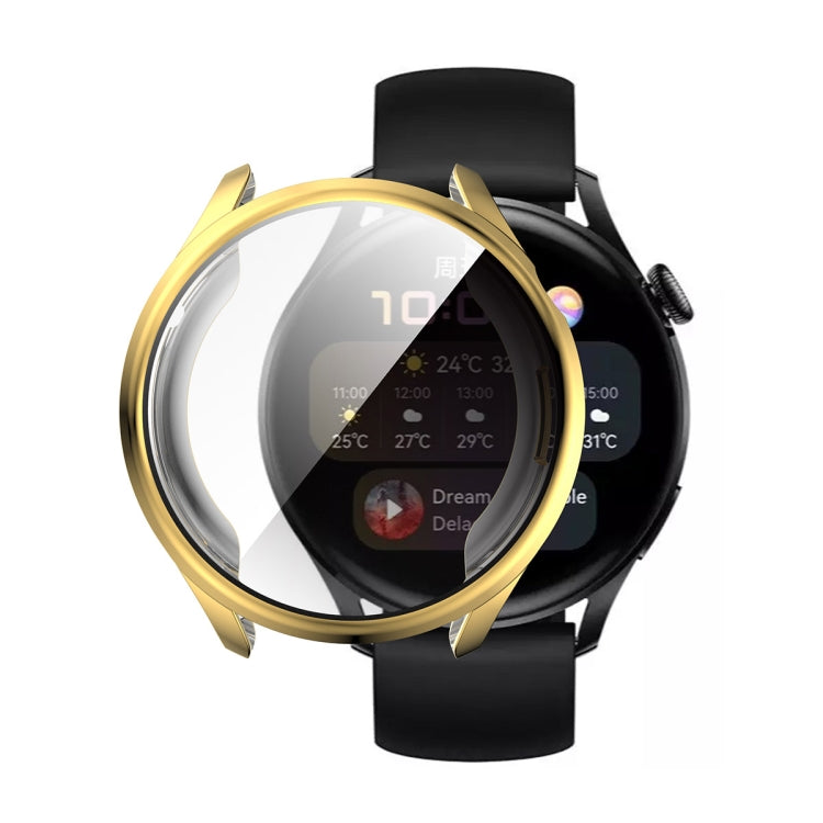 For Huawei Watch 3 46mm ENKAY Hat-Prince Full Coverage Transparent Soft Case TPU HD Clear Cover(Gold) by ENKAY
