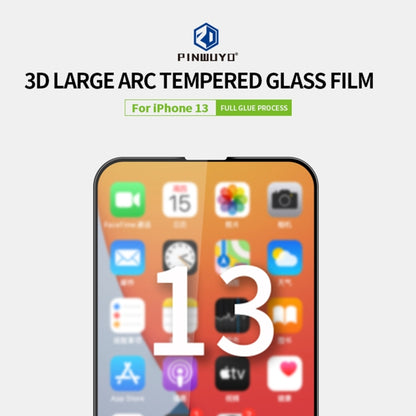 For iPhone 13 / 13 Pro PINWUYO 9H 3D Curved Full Screen Explosion-proof Tempered Glass Film(Black) - iPhone 13 Tempered Glass by PINWUYO | Online Shopping UK | buy2fix