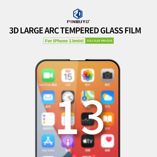For iPhone 13 mini PINWUYO 9H 3D Curved Full Screen Explosion-proof Tempered Glass Film (Black) - iPhone 13 mini Tempered Glass by PINWUYO | Online Shopping UK | buy2fix