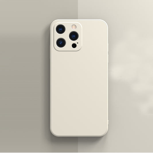 For iPhone 13 Pro Max Solid Color Cube Straight Edge Liquid Silicone Case (White) - iPhone 13 Pro Max Cases by buy2fix | Online Shopping UK | buy2fix