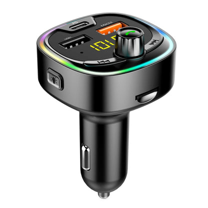 BT08D FM Transmitter Hands-free Car Kit MP3 Audio Player with QC3.0 + PD18W 5A Auto Fast Charger FM Modulator - Bluetooth Car Kits by buy2fix | Online Shopping UK | buy2fix