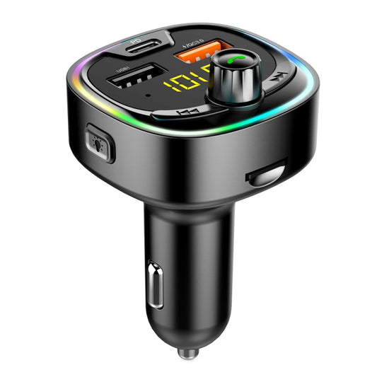 BT08D FM Transmitter Hands-free Car Kit MP3 Audio Player with QC3.0 + PD18W 5A Auto Fast Charger FM Modulator - Bluetooth Car Kits by buy2fix | Online Shopping UK | buy2fix