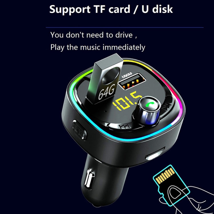 BT08D FM Transmitter Hands-free Car Kit MP3 Audio Player with QC3.0 + PD18W 5A Auto Fast Charger FM Modulator - Bluetooth Car Kits by buy2fix | Online Shopping UK | buy2fix