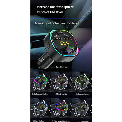 BT08D FM Transmitter Hands-free Car Kit MP3 Audio Player with QC3.0 + PD18W 5A Auto Fast Charger FM Modulator - Bluetooth Car Kits by buy2fix | Online Shopping UK | buy2fix