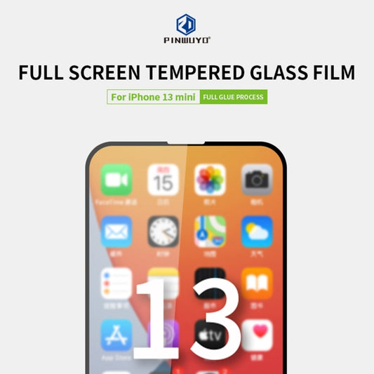 For iPhone 13 mini PINWUYO 9H 2.5D Full Screen Tempered Glass Film (Black) - iPhone 13 mini Tempered Glass by PINWUYO | Online Shopping UK | buy2fix