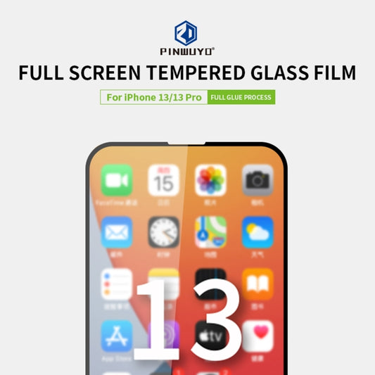 For iPhone 13 / 13 Pro PINWUYO 9H 2.5D Full Screen Tempered Glass Film(Black) - iPhone 13 Tempered Glass by PINWUYO | Online Shopping UK | buy2fix