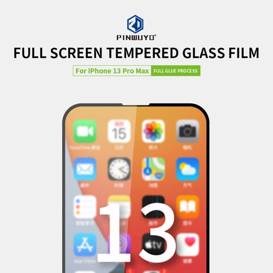 For iPhone 13 Pro Max PINWUYO 9H 2.5D Full Screen Tempered Glass Film (Black) - iPhone 13 Pro Max Tempered Glass by PINWUYO | Online Shopping UK | buy2fix