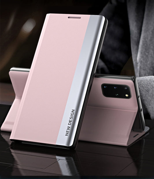 For Samsung Galaxy S20 FE Side Electroplated Magnetic Ultra-Thin Horizontal Flip Leather Case with Holder(Pink) - Galaxy S20 FE Cases by buy2fix | Online Shopping UK | buy2fix