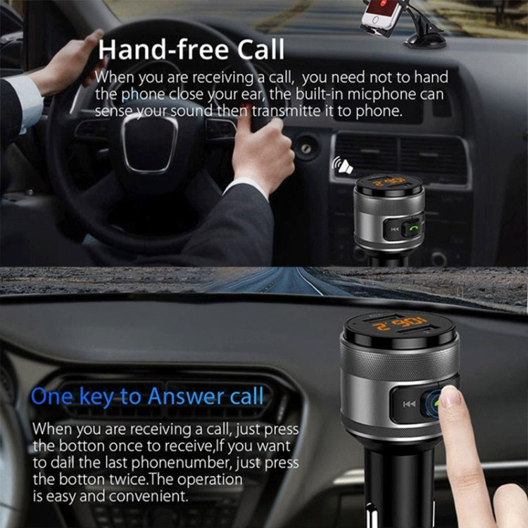 C57 QC3.0 Wireless FM Transmitter Fast Car Charger Bluetooth 5.0 Hands-free Car Modulator USB Flash Memory MP3 Player - Bluetooth Car Kits by buy2fix | Online Shopping UK | buy2fix