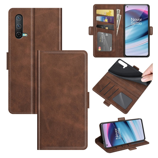For OnePlus Nord CE 5G Dual-side Magnetic Buckle Horizontal Flip Leather Case with Holder & Card Slots & Wallet(Brown) - OnePlus Cases by buy2fix | Online Shopping UK | buy2fix