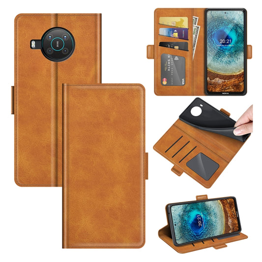 For Nokia X10/X20 Dual-side Magnetic Buckle Horizontal Flip Leather Case with Holder & Card Slots & Wallet(Yellow) - Nokia Cases by buy2fix | Online Shopping UK | buy2fix