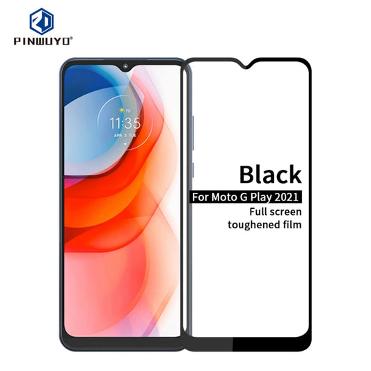 For Motorola G Play 2021 PINWUYO 9H 2.5D Full Screen Tempered Glass Film(Black) - Motorola Tempered Glass by PINWUYO | Online Shopping UK | buy2fix