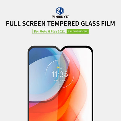 For Motorola G Play 2021 PINWUYO 9H 2.5D Full Screen Tempered Glass Film(Black) - Motorola Tempered Glass by PINWUYO | Online Shopping UK | buy2fix
