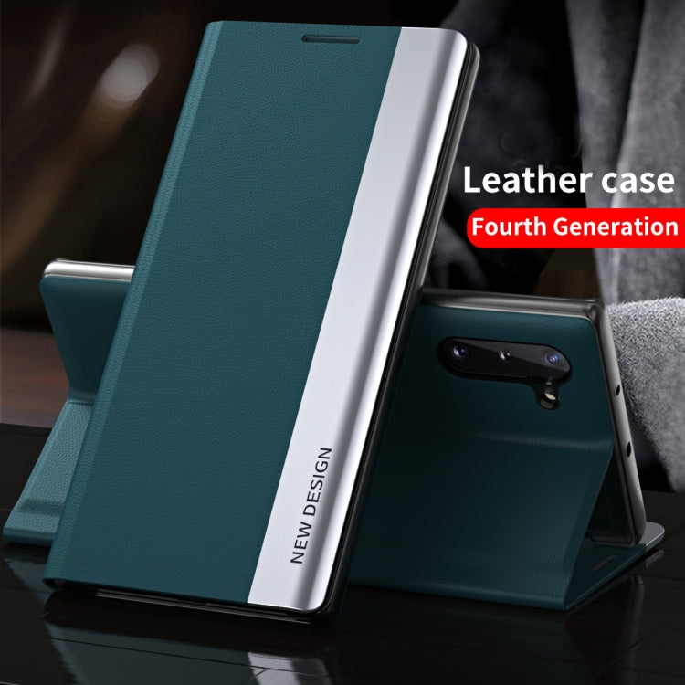 For Samsung Galaxy Note20 Ultra Side Electroplated Magnetic Ultra-Thin Horizontal Flip Leather Case with Holder(Green) by buy2fix