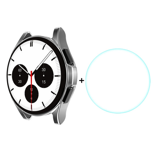 Pour Samsung Galaxy Watch4 Classic 46 mm ENKAY Hat-Prince Couverture complète Electroplate Soft Case TPU HD Clear Cover + Protecteur en verre trempé (Argent)