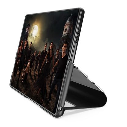 For Samsung Galaxy Z Fold3 Plated Mirror Horizontal Flip Leather Case with Holder(Black) by buy2fix