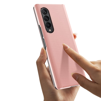 For Samsung Galaxy Z Fold3 Plated Mirror Horizontal Flip Leather Case with Holder(Black) by buy2fix