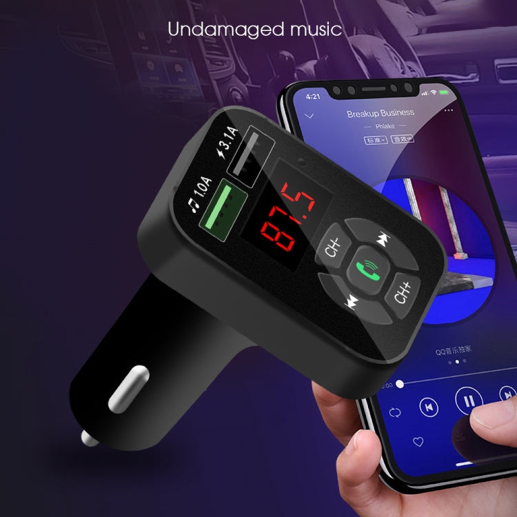 A9 Car FM Transmitter Hands-free Wireless Audio Receiver MP3 Player Dual USB Fast Charger - Bluetooth Car Kits by buy2fix | Online Shopping UK | buy2fix