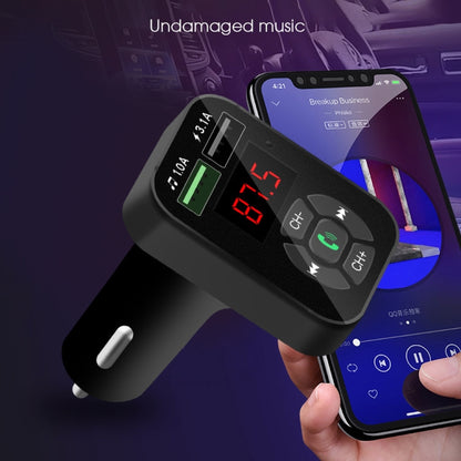 A9 Car FM Transmitter Hands-free Wireless Audio Receiver MP3 Player Dual USB Fast Charger - Bluetooth Car Kits by buy2fix | Online Shopping UK | buy2fix