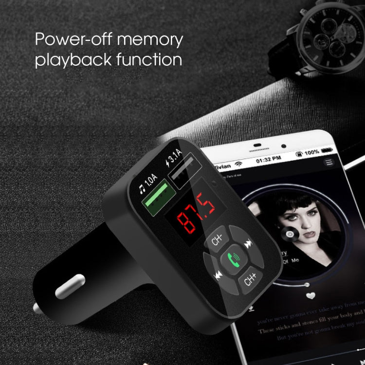 A9 Car FM Transmitter Hands-free Wireless Audio Receiver MP3 Player Dual USB Fast Charger - Bluetooth Car Kits by buy2fix | Online Shopping UK | buy2fix