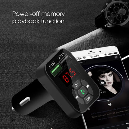 A9 Car FM Transmitter Hands-free Wireless Audio Receiver MP3 Player Dual USB Fast Charger - Bluetooth Car Kits by buy2fix | Online Shopping UK | buy2fix