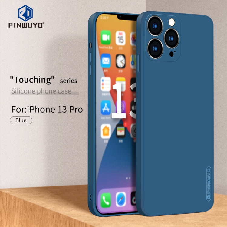 For iPhone 13 Pro PINWUYO Touching Series Liquid Silicone TPU Shockproof Case (Blue) - iPhone 13 Pro Cases by PINWUYO | Online Shopping UK | buy2fix