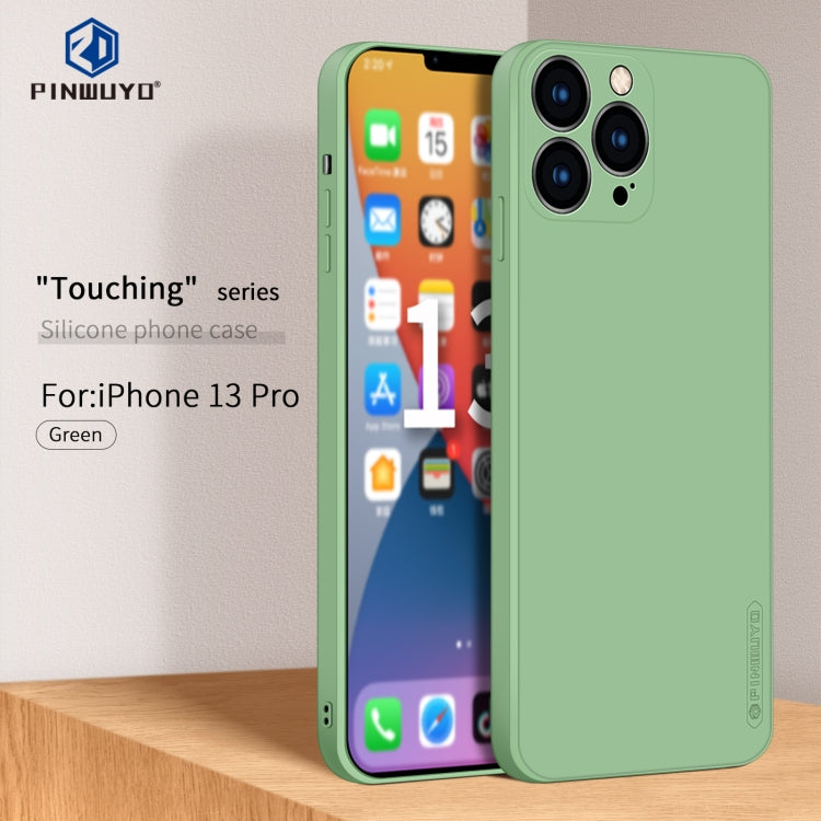 For iPhone 13 Pro PINWUYO Touching Series Liquid Silicone TPU Shockproof Case (Green) - iPhone 13 Pro Cases by PINWUYO | Online Shopping UK | buy2fix
