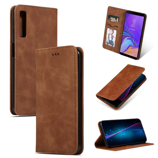 Retro Skin Feel Business Magnetic Horizontal Flip Leather Case for Samsung Galaxy A7 2018(Brown) - Galaxy Phone Cases by buy2fix | Online Shopping UK | buy2fix