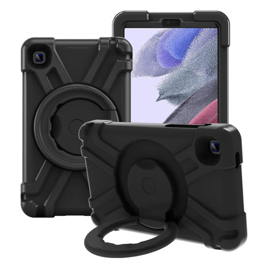 For Galaxy Tab A7 Lite T220/T225 PC + Silicone Shockproof Combination Case with 360 Degree Rotating Holder & Handle(Black+Black)